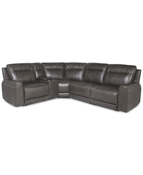 CLOSEOUT! Blairemoore 5-Pc. Leather L Sectional with 1 USB Console and 2 Power Recliners, Created for Macy's