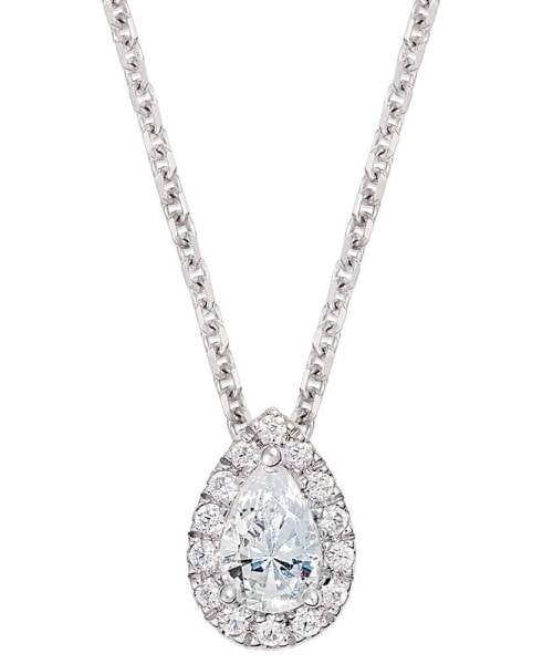 Diamond Pear Halo 18" Pendant Necklace (1/3 ct. t.w.) in 14k White Gold