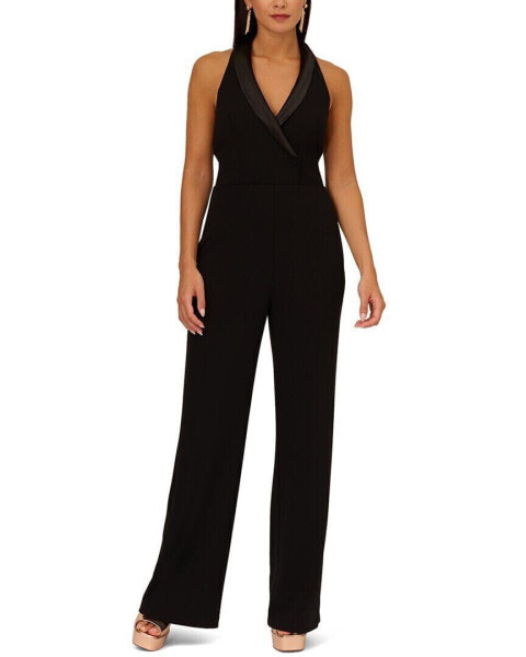 Aidan Mattox Slim Leg Tuxedo Jumpsuit Women's