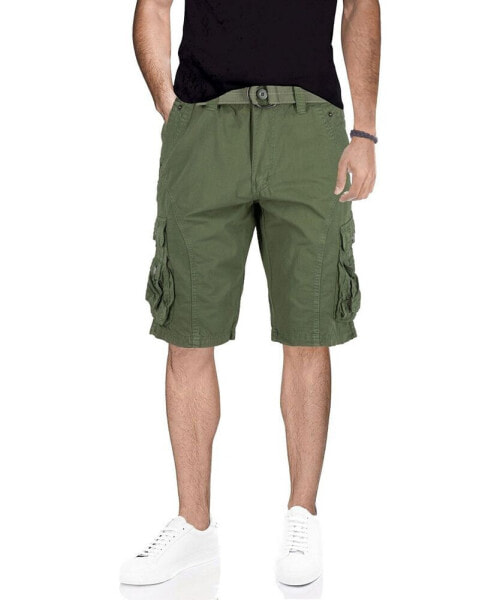 Men's Belted Snap Detail Cargo Shorts