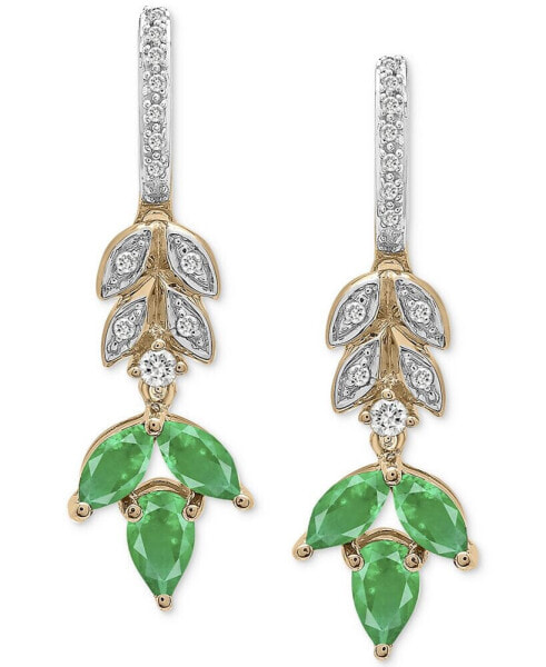 Серьги Macy's Emerald & Diamond Vine