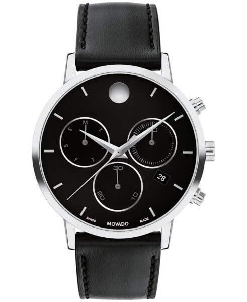 Men's Museum Classic Swiss Quartz Chrono Black Leather Watch 42mm