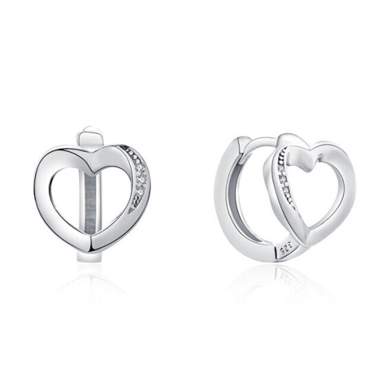 Gentle silver earrings with heart E0000166