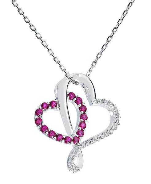 Macy's women's Double-Heart Pendant Necklace in Sterling Silver