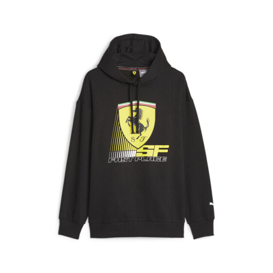 Puma Sf Race Colored Shield Graphic Pullover Hoodie Mens Black Casual Outerwear