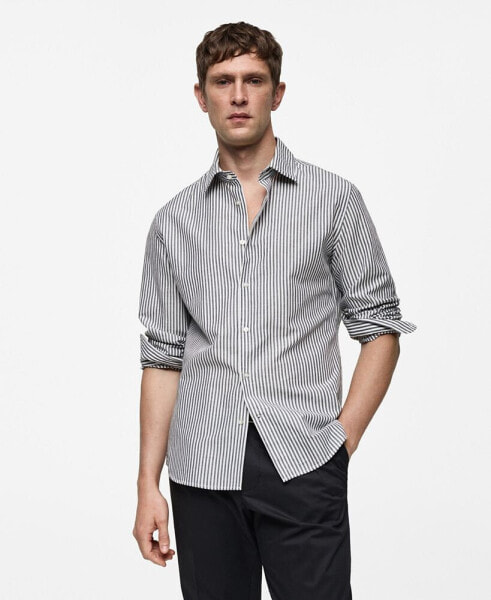 Men's Regular-Fit Striped Cotton-Linen Shirt