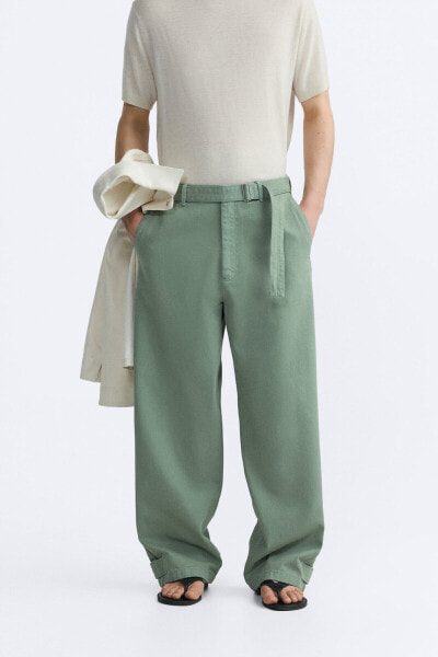 Relaxed fit trousers with belt