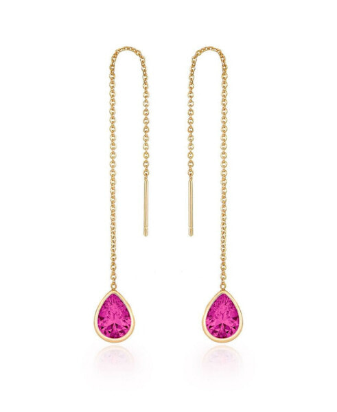 Gold Plated Chain and Crystal Dangle Earrings