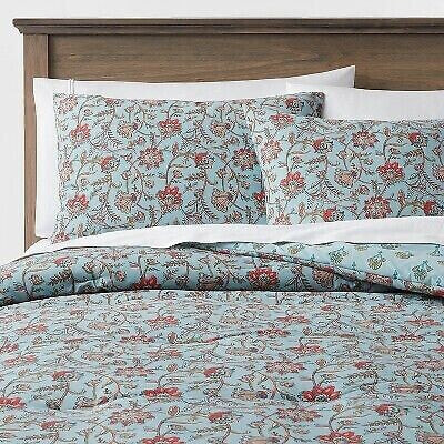 Full/Queen Floral Printed Comforter & Sham Set Light Teal Blue - Threshold