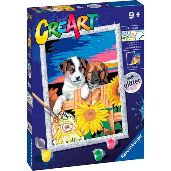 RAVENSBURGER Creart Series D Classic - Puppies With Sunflowers