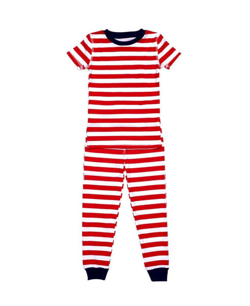 Костюм для малышей Pajamas for Peace Love Stripe для мальчиков и девочек 2-х предметный