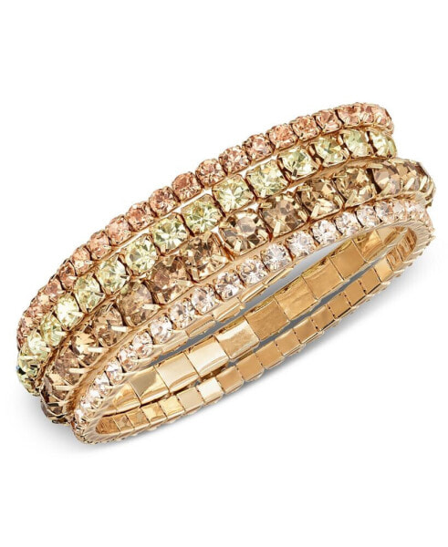 Gold-Tone 4-Pc. Set Color Crystal Stretch Bracelets, Created for Macy's