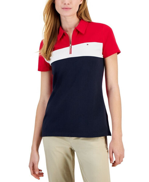 Women's Colorblocked Zip Polo Shirt