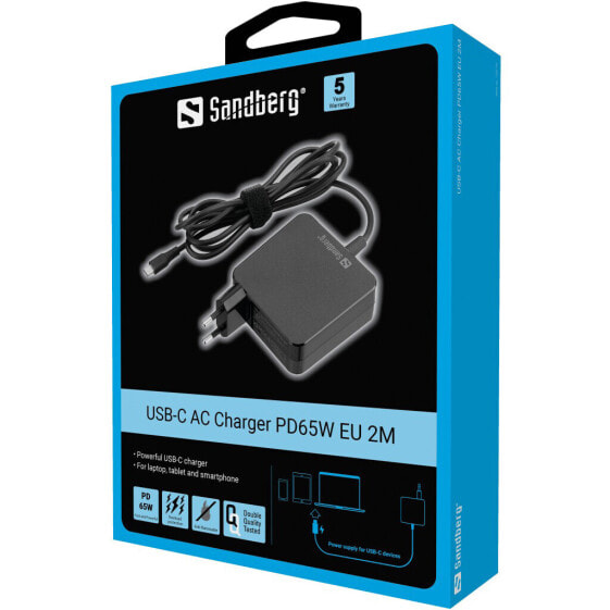 SANDBERG USB-C AC Charger PD65W EU 2M - Indoor - AC - 20 V - 1 m - Black
