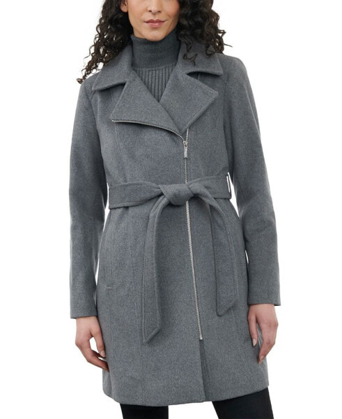Women's Asymmetric Wool Blend Wrap Coat