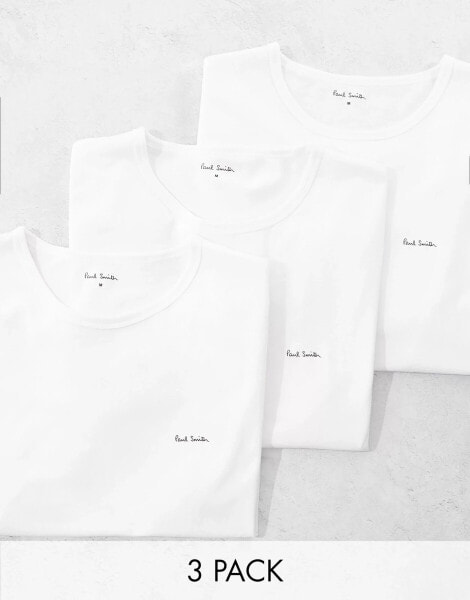 Paul Smith 3 pack loungewear t-shirts with logo in white