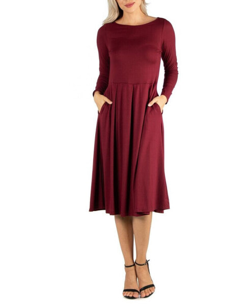 Women's Midi Length Fit and Flare Dress