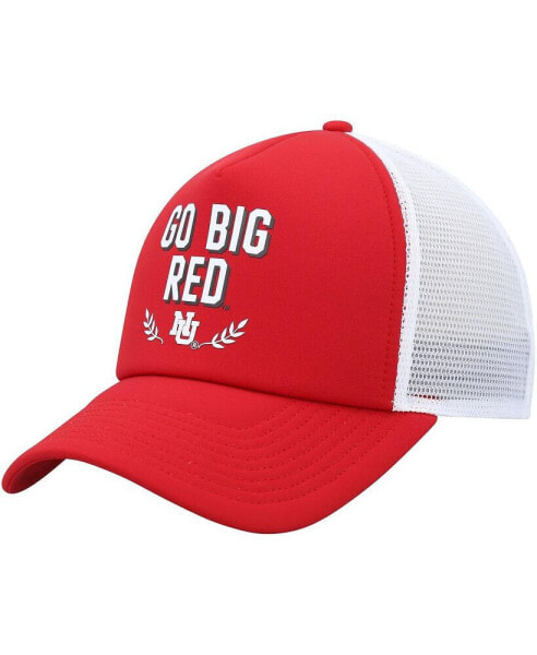 Красный мужской бейсболка с фронталом adidas Nebraska Huskers Phrase Foam Adjustable Hat