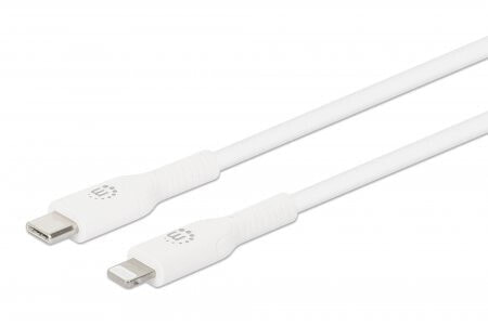 Manhattan USB-C to Lightning Cable - Charge & Sync - 2m - White - For Apple iPhone/iPad/iPod - Male to Male - MFi Certified (Apple approval program) - 480 Mbps (USB 2.0) - Hi-Speed USB - Lifetime Warranty - Box - White - USB C - Lightning - 2 m - Male - Male