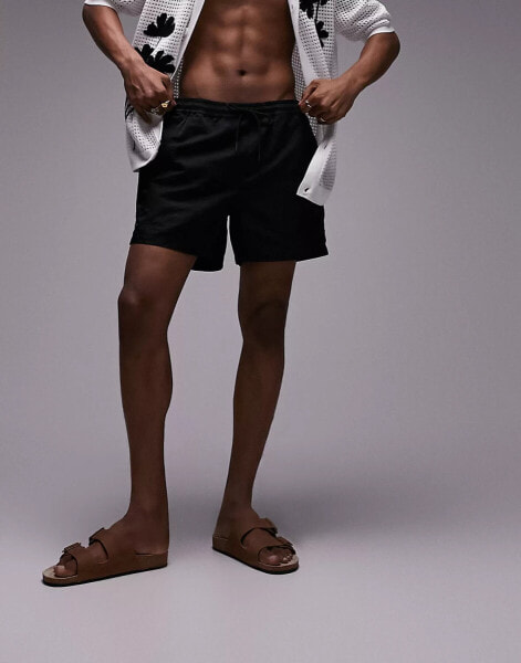 Topman mid length swim short in black