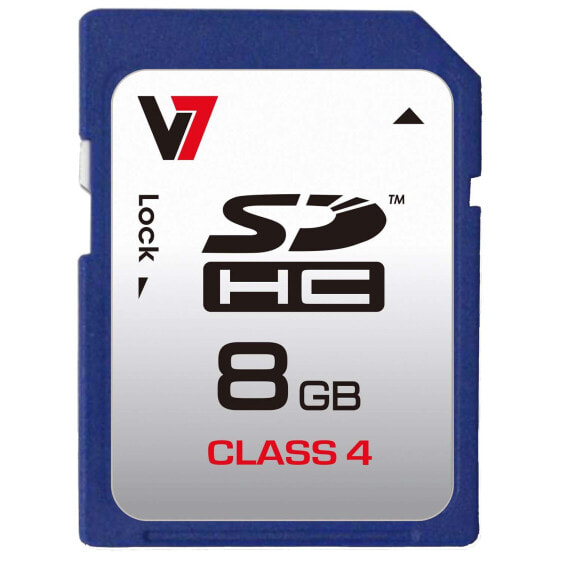 V7 SDHC Memory Card 8GB Class 4 - 8 GB - SDHC - Class 4 - 10 MB/s - 4 MB/s - Multicolour