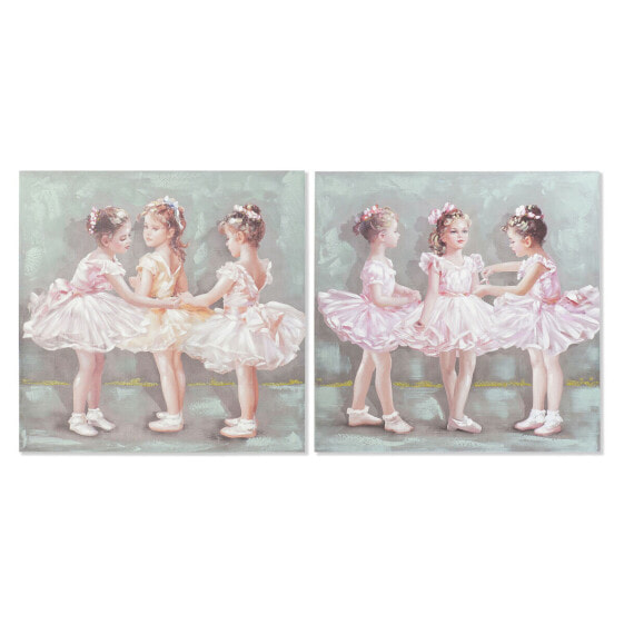 Картина DKD Home Decor 80 x 3 x 80 cm Балерина традиционный (2 штук)