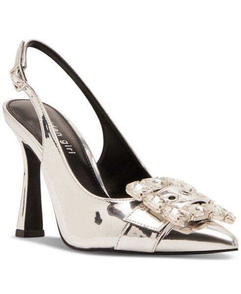 Chacha Slingback Rhinestone Buckled Pumps