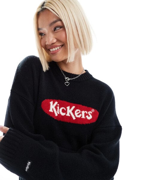 Kickers unisex classic knitted jumper with jacquard logo detail