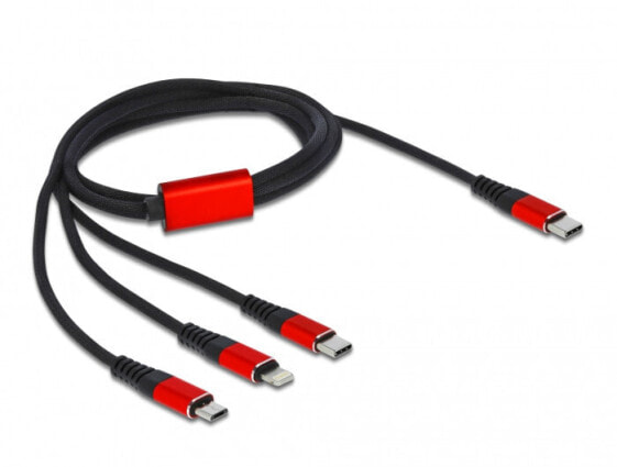 Кабель для зарядки USB Delock 86711 - 1 м - USB C/Micro-USB B/Lightning - USB 2.0 (черно-красный)