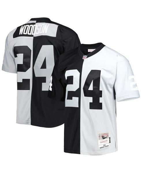 Men's Charles Woodson Black and Silver Las Vegas Raiders 1998 Split Legacy Replica Jersey