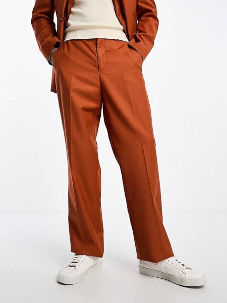 Sixth June oversized suit trousers in burnt orange