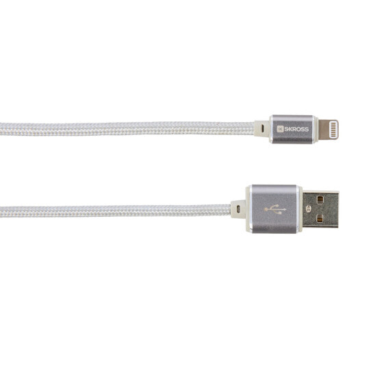 SKROSS Charge'n Sync - Steel Line - 1 m - Lightning - USB A - Silver - Straight - Straight