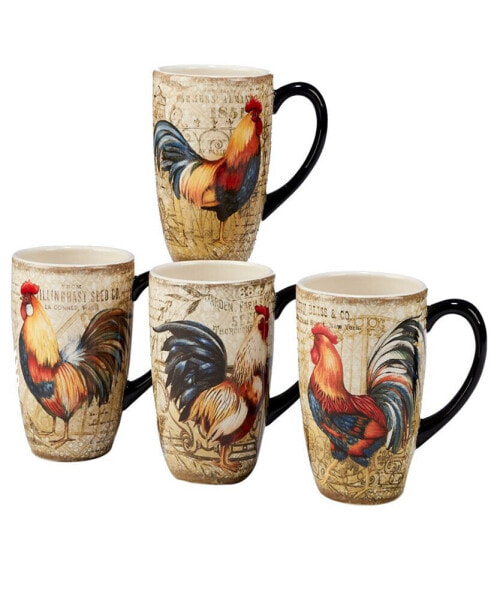 Gilded Rooster 4-Pc. Mug