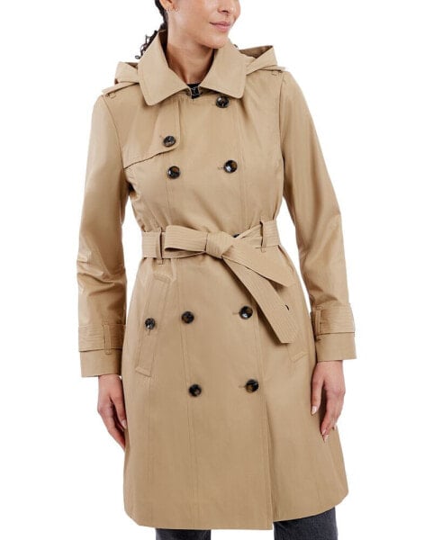 Women's Double-Breasted Hooded Trench Coat, Created for Macy's