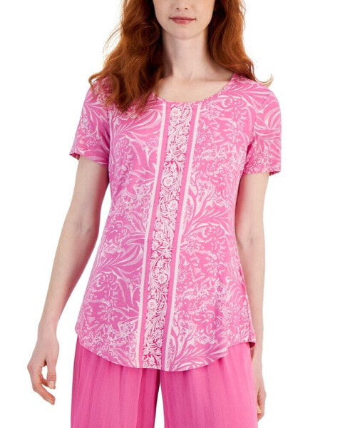 Women's Printed Knit Short Sleeve Top, Created for Macy's