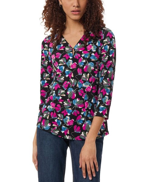 Women's Printed Moss-Crepe 3/4-Sleeve Top