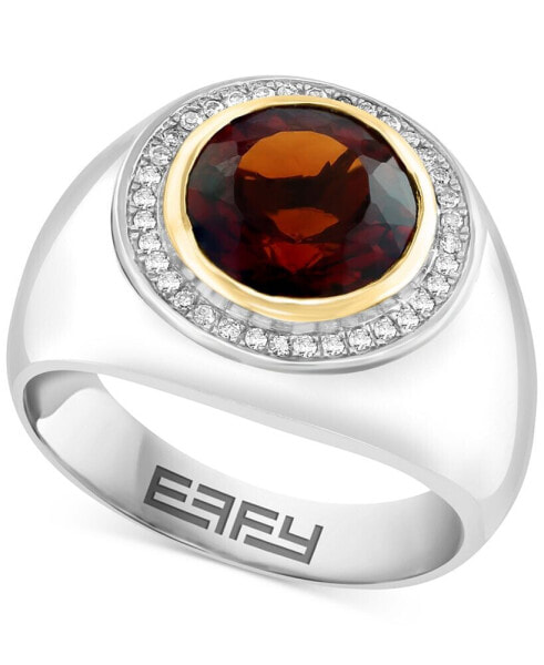 EFFY® Men's Madeira Citrine (3-1/2 ct. t.w.) & Diamond (1/8 ct. t.w.) Ring in Sterling Silver & 14k Gold-Plate