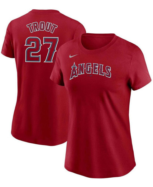 Women's Mike Trout Red Los Angeles Angels Name Number T-shirt