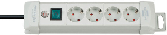 Brennenstuhl 1955540100 - 4 AC outlet(s) - Type F - Gray - Plastic - 1.8 m
