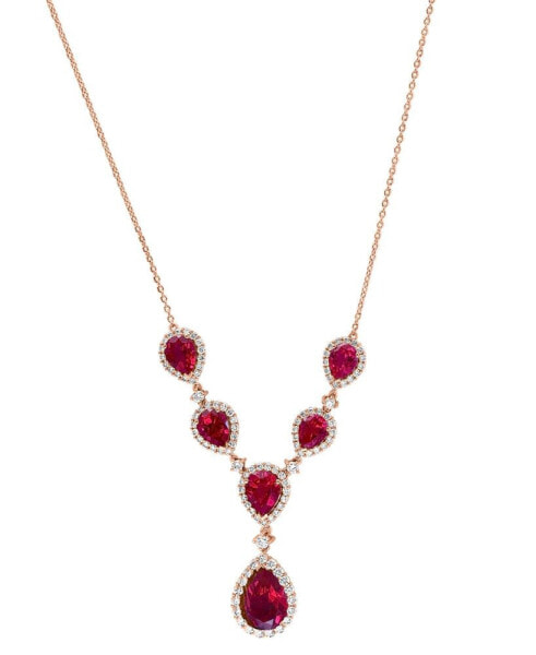 EFFY® Lab Grown Ruby (16-1/4 ct. t.w.) & Lab Grown Diamond (2-5/8 ct. t.w.) 18" Statement Necklace in 14k Rose Gold