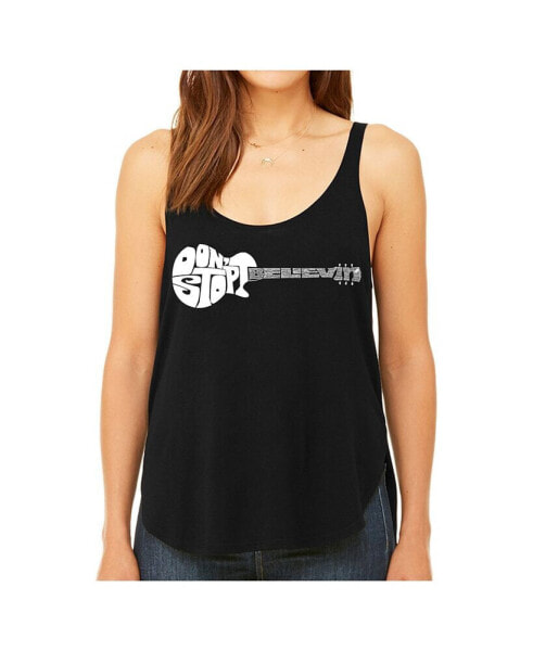 Women's Premium Word Art Flowy Tank Top- Don't Stop Believin'