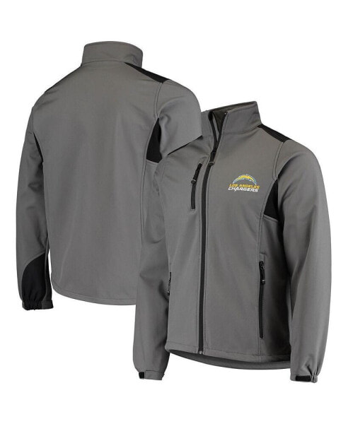 Men's Charcoal Los Angeles Chargers Circle Softshell Fleece Full-Zip Jacket