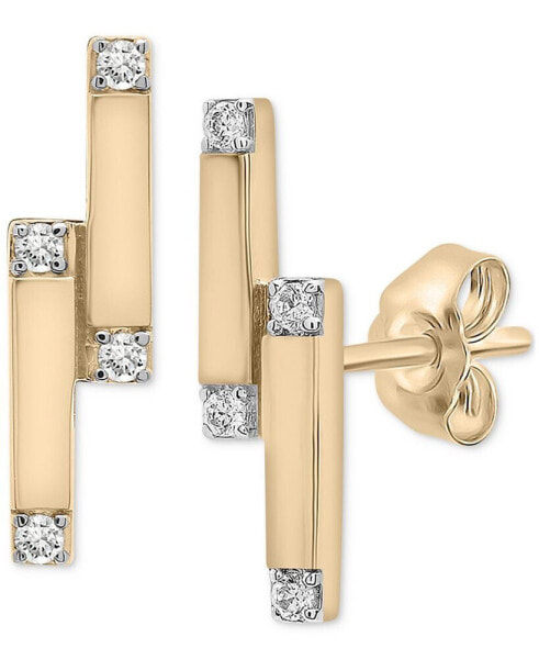 Diamond Double Bar Stud Earrings (1/10 ct. t.w.) in Gold Vermeil, Created for Macy's