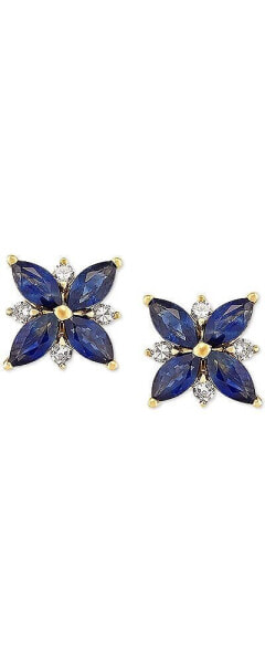 Серьги Macys Sapphire & Diamond Flower