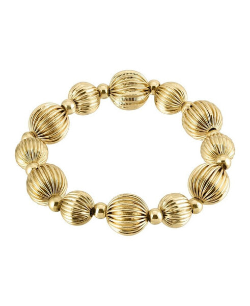 Gold-Tone Round Beaded Stretch Bracelet