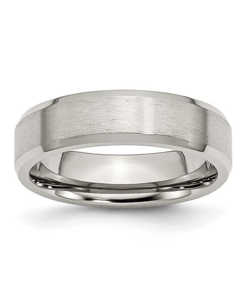 Stainless Steel Brushed Polished 6mm Flat Edge Band Ring