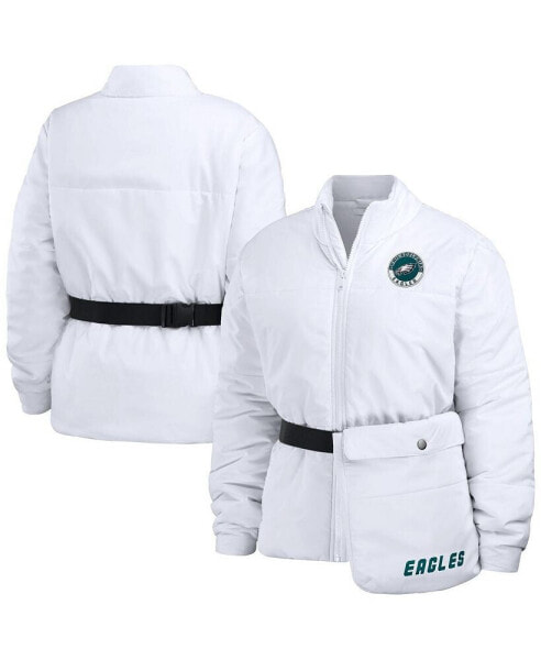 Women's White Philadelphia Eagles Packaway Full-Zip Puffer Jacket