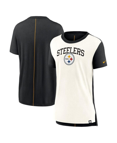 Women's Cream/Black Pittsburgh Steelers Wordmark Tri-Blend T-Shirt