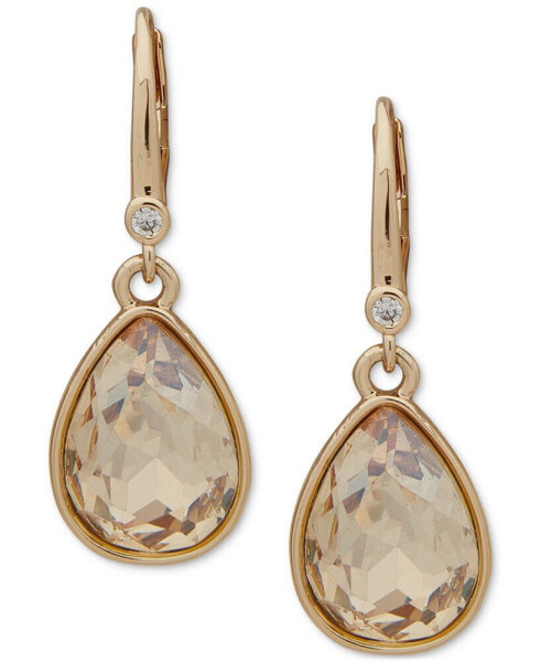 Gold-Tone Color Crystal Tear-Shape Drop Earrings