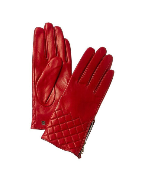Перчатки Diamond Quilted Cashmere-Lined Bruno Magli для женщин Red S